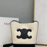 CUIR TRIOMPHE Canvas Cowhide Bucket Bag Size: 30 X 22 X 13cm